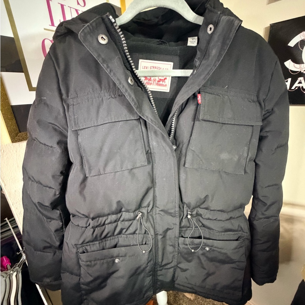 Levi's Black Jacket with Red Logo Label